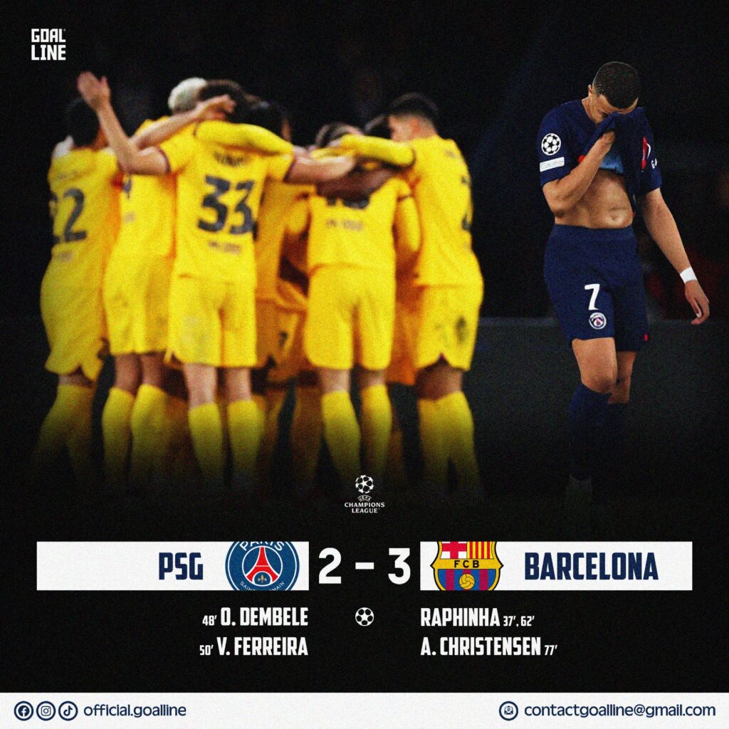 PSG 2-3 BARCELONA: ĐỘI BÓNG XỨ CATALAN NẮM LỢI THẾ